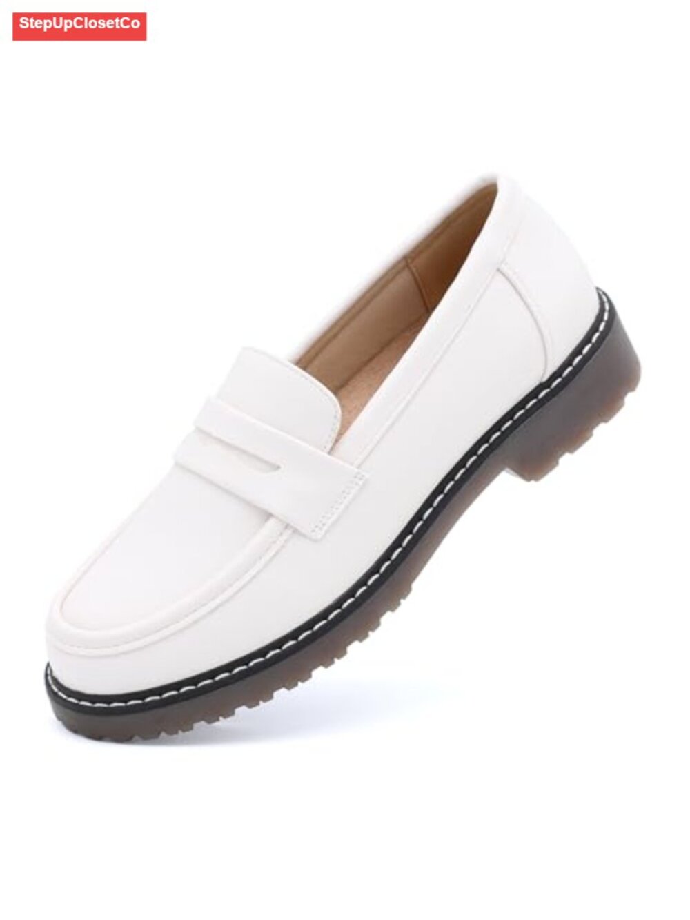 Women's Chunky Platform Loafers Slip-On Driving Mocc Comfortable Faux Leather